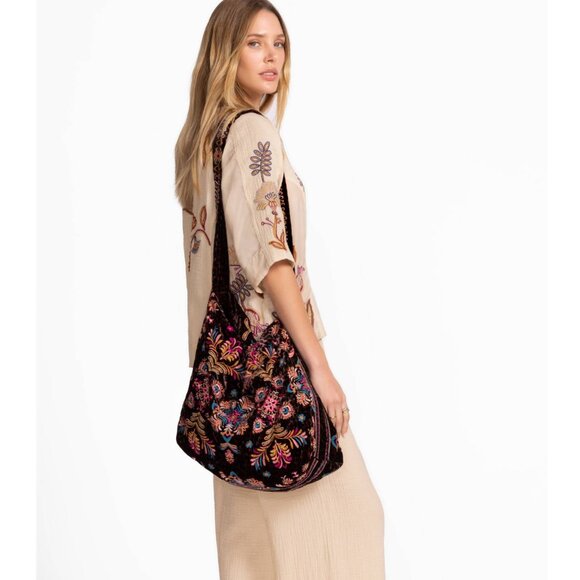 Johnny Was Velvet Tote Bag, NEW, Misty Leopard - Picture 2 of 5